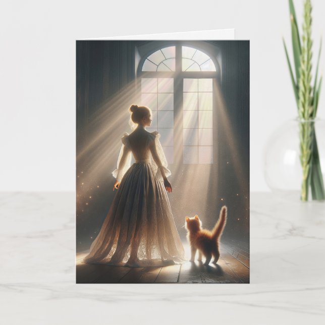 Födelsedagsprinsessan med kattunge kort (Framsida)