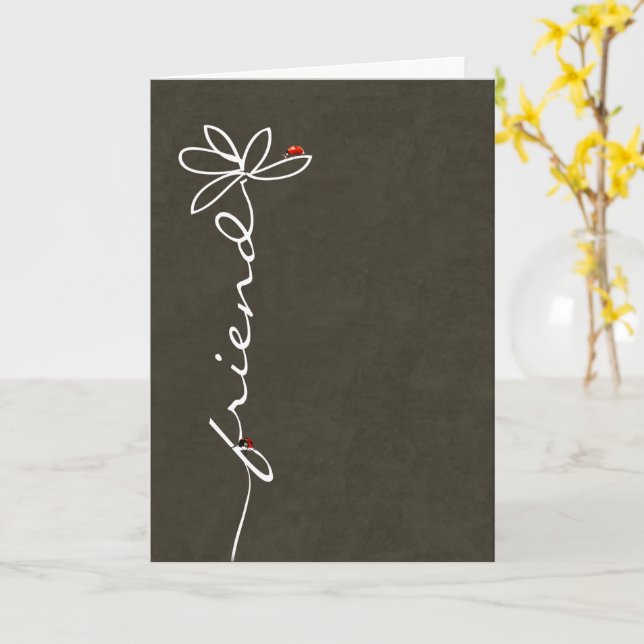 födelsedagsprydnad med tusenskönor och nyckelpigor kort (Gul blomma)