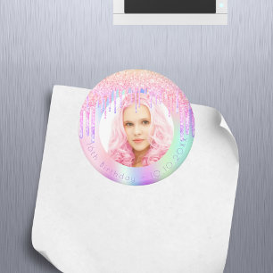 Födelsedagsregnbåge glitterdroppar anpassad bild r magnet