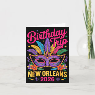 Födelsedagsresa New Orleans 2026 Matchande Mardi G Kort