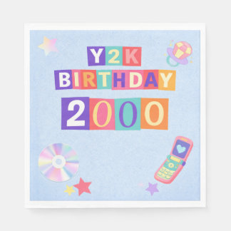 Födelsedagsservett med Y2K 2000-tals trendig festt Pappersservett