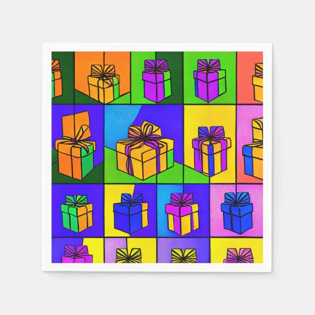 Födelsedagsservetter med presentdesign pappersservett (Framsidan)