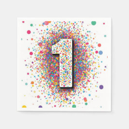 Födelsedagsservetter med regnbågskonfetti i färg f pappersservett