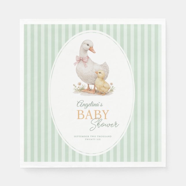 Födelsedagsservetter Mother Goose och gosling. Pappersservett (Framsidan)