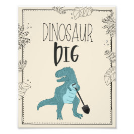Födelsedagsskylt för dinosaurieutgrävning fototryck