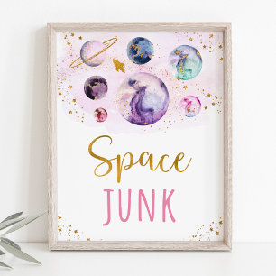 Födelsedagsskylt för skräppost Rosa Guld Snacks Bi Poster