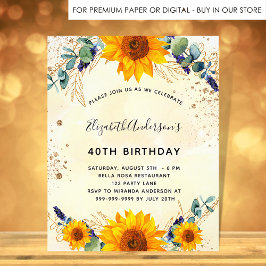 Födelsedagssolfjäder eukalyptus budget inbjudan flygblad