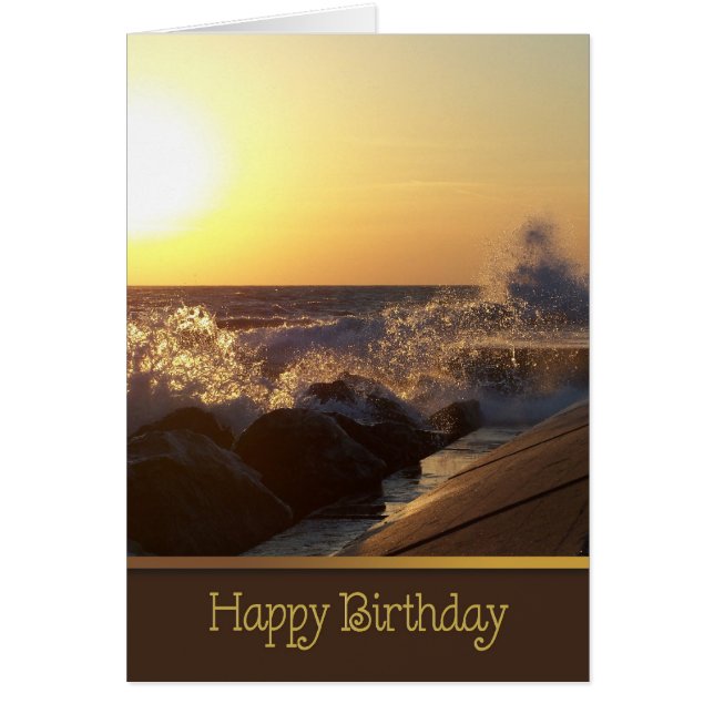 födelsedagssolnedgång över stranden sten hälsningskort (Framsidan)