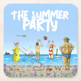 Födelsedagssommarstrandfest Underlägg Papper Kvadrat