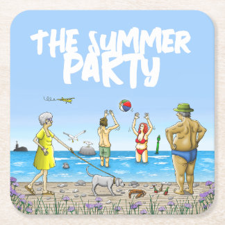 Födelsedagssommarstrandfest Underlägg Papper Kvadrat