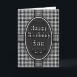 Födelsedagsson, svart/vit läggen, Abstrakt Kort<br><div class="desc">Perfekt bil för att visa din son tänka är speciell med det här coolan svartvitt texturerat kort</div>