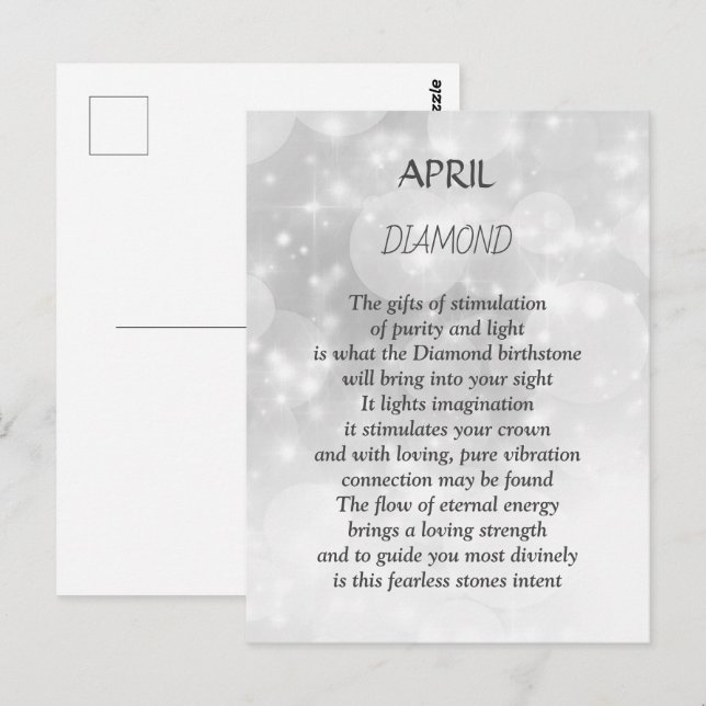 Födelsedagssten för april Diamant  Vykort (Fram/baksida)