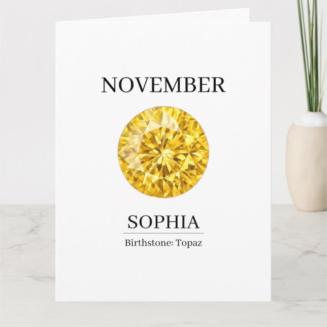 Födelsedagssten i november Födelsedagsnamn Topaz Kort (Framsida)