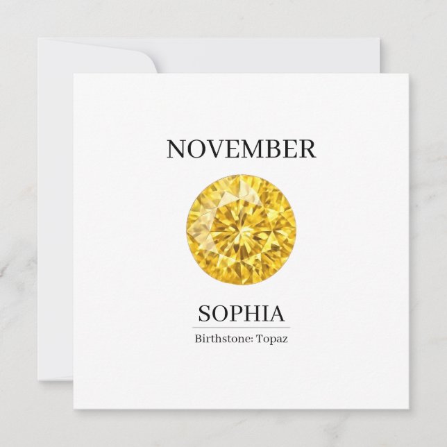 Födelsedagssten i november Födelsedagsnamn Topaz Kort (Framsida)