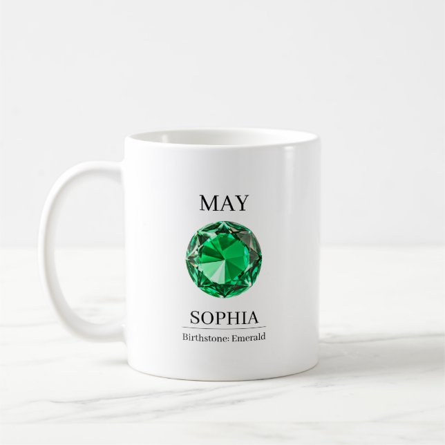 Födelsedagssten Namn Smaragd Maj Kaffemugg (Vänster)