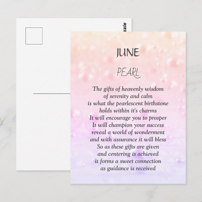 Födelsedagssten Pärl i juni  Vykort (Fram/baksida)