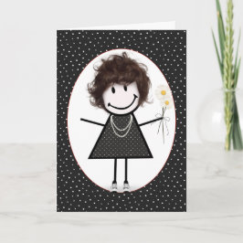 Födelsedagsstickfigur tjej för vän kort