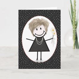 Födelsedagsstickfigur tjej för vän kort