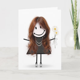 Födelsedagsstickfigur tjej för vän kort