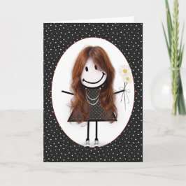 Födelsedagsstickfigur tjej för vän kort