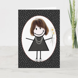 Födelsedagsstickfigur tjej för vän kort