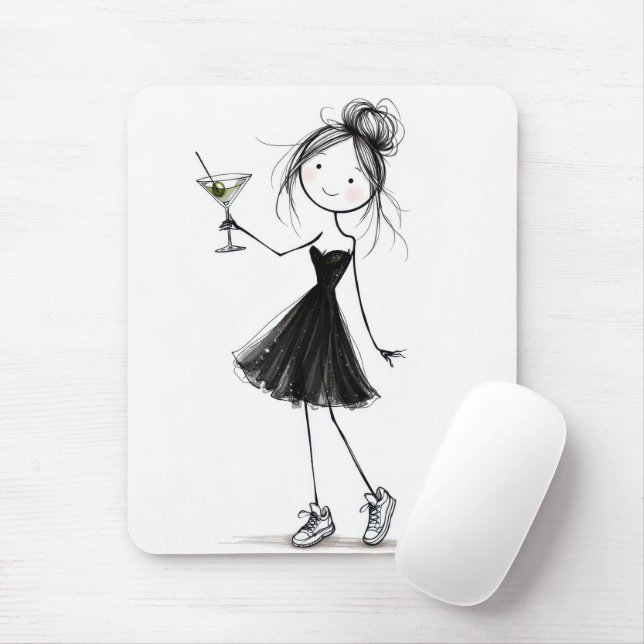 Födelsedagsstickfigur tjej med Martini Musmatta (Med mus)