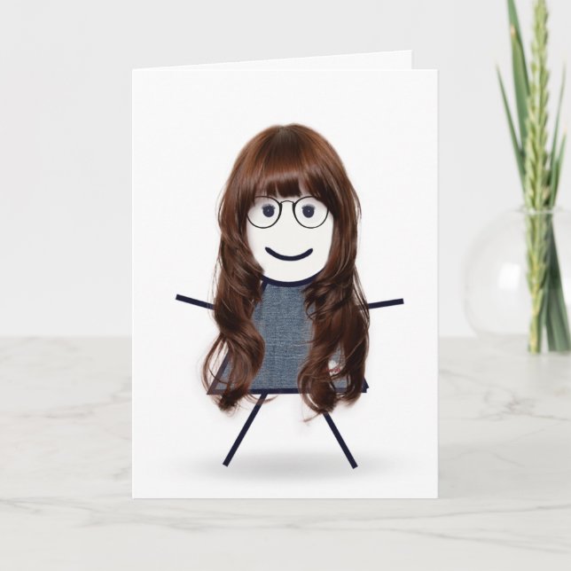 Födelsedagsstickfigur tjej till syster kort (Framsida)