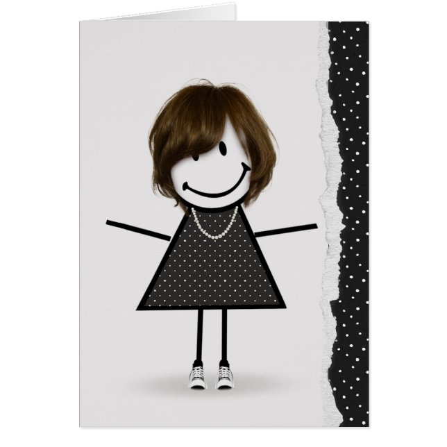 Födelsedagsstickflicka med sneakers hälsningskort (Framsidan)
