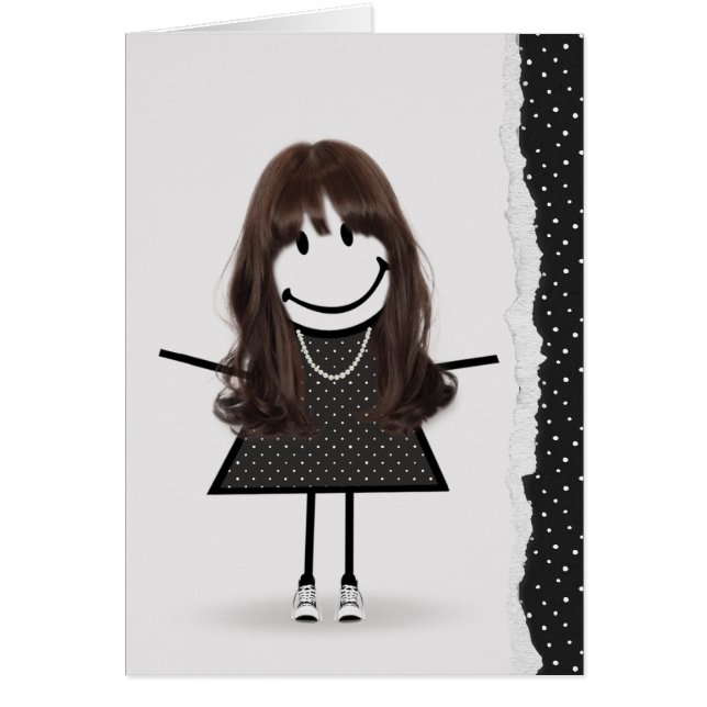 Födelsedagsstickflicka med sneakers hälsningskort (Framsidan)