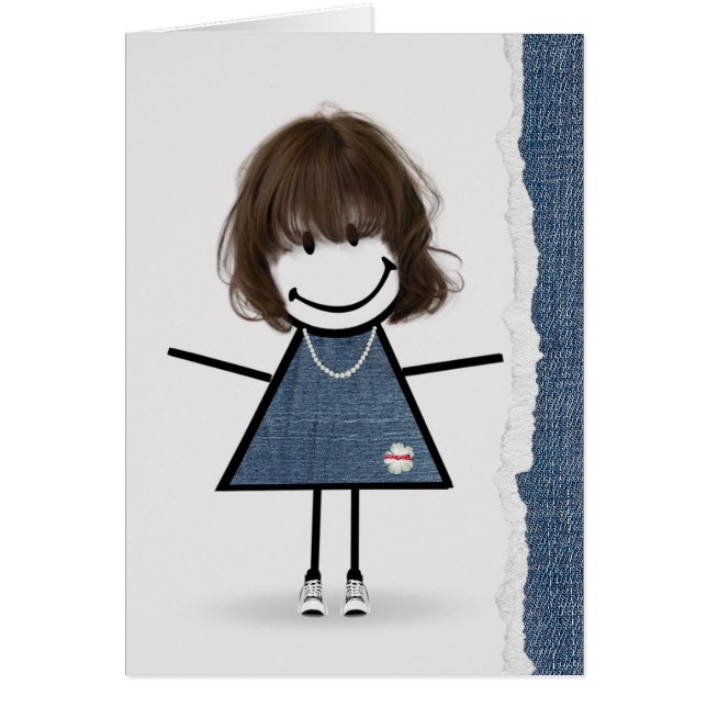 Födelsedagsstickflicka med sneakers hälsningskort (Framsidan)