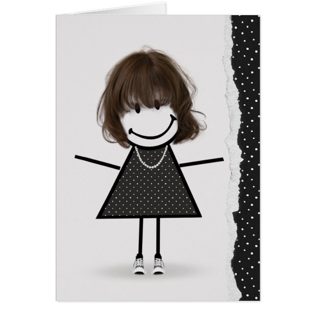 Födelsedagsstickflicka med sneakers hälsningskort (Framsidan)