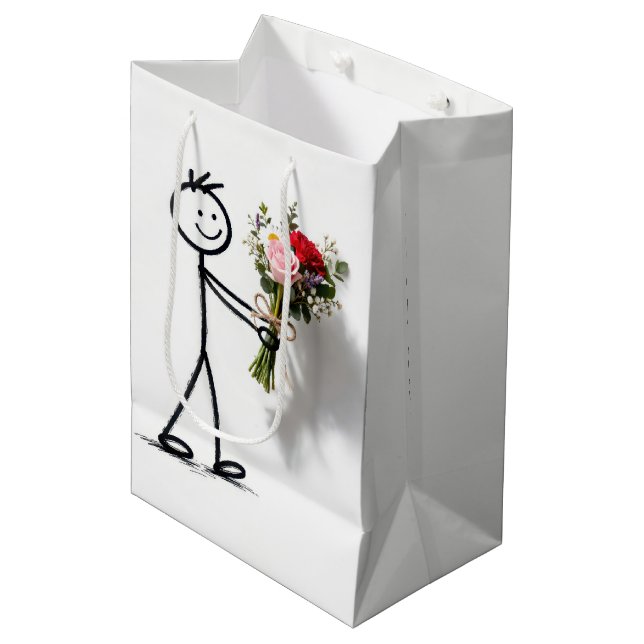 Födelsedagsstickman med rosbukett (Framsidan Vinklad)