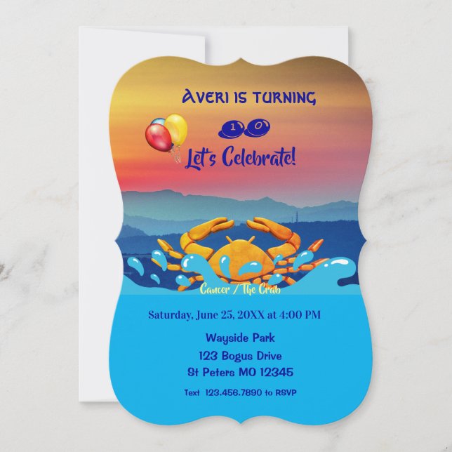Födelsedagssymbol /Cancer (21 juni-22 juli) I Inbjudningar (Framsida)