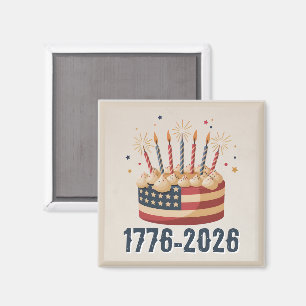 Födelsedagstårta för patriotisk firande 1776-2026 magnet