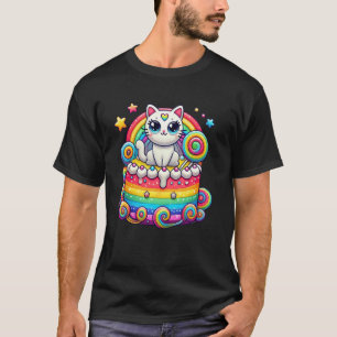 Födelsedagstårta för regnbågsfärgad kittenälskare t shirt