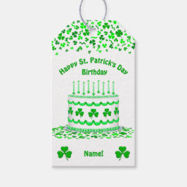 Födelsedagstårta för St. Patrick's Day med anpassa Presentetikett