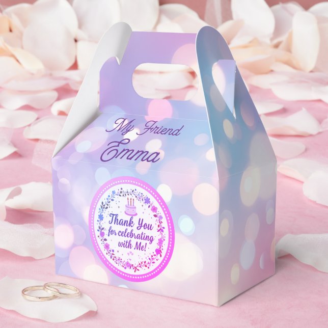 Födelsedagstårta med blomsterkrans "Tack" presenta Presentaskar (Bröllop)