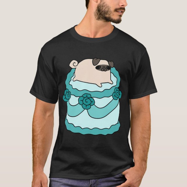 Födelsedagstårta Mops T Shirt (Framsida)