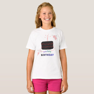 Födelsedagstårta tryckt flickans t shirt