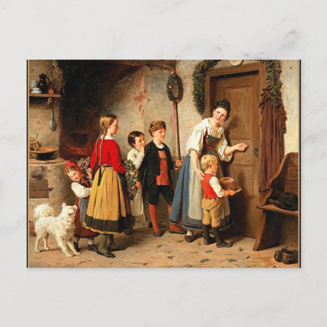 Födelsedagstårtan, fint vintagekonstverk vykort (Framsida)