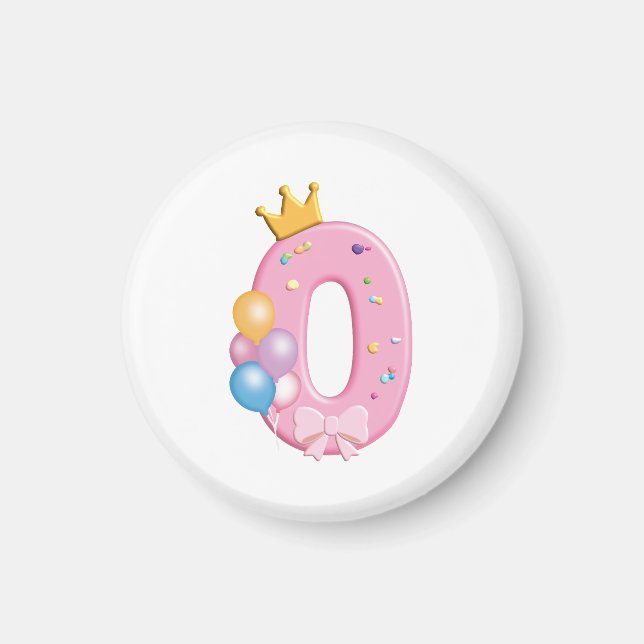 Födelsedagströja för flickor nummer 0 Rosa Donut-t Magnet (Framsidan)