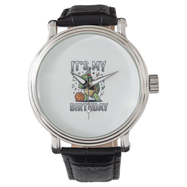FödelsedagsTurtle Basketparty Vektor Design_1 Armbandsur (Framsida)