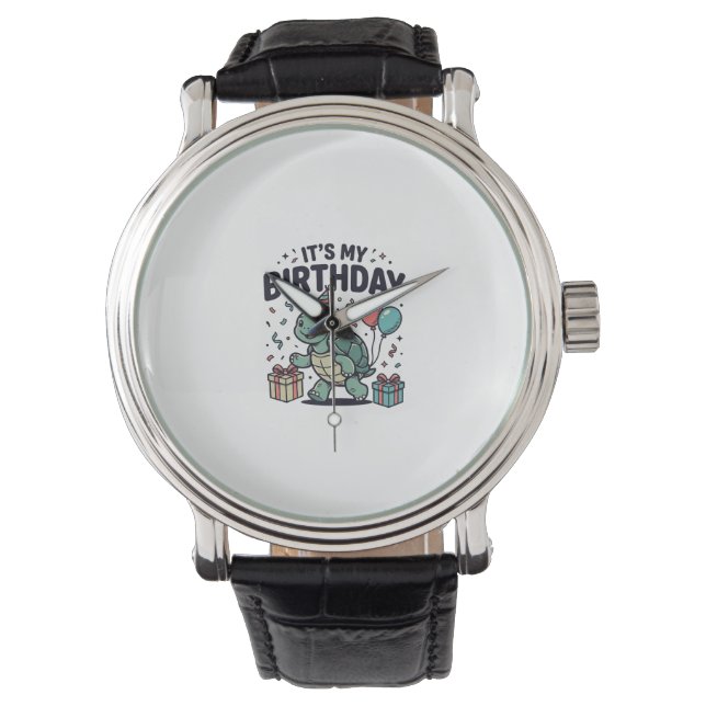 FödelsedagsTurtle Party Vektor Design_1 Armbandsur (Framsida)