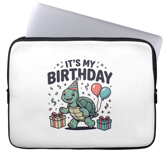 FödelsedagsTurtle Party Vektor Design_1 Laptop Fodral (Framsidan)