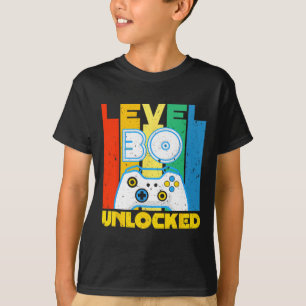Födelsedagsvideospelare Nivå 30 Upplåst Retro Game T Shirt
