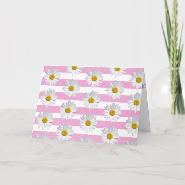 födelsedagsvita daisy på rosa rand kort (Framsida)