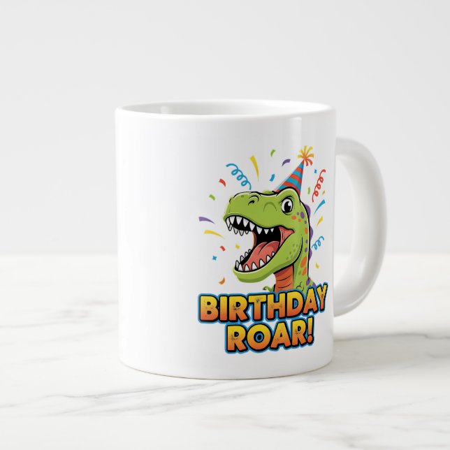 Födelsedagsvrål Söt Dinosaurie Födelsedagsfest Des Jumbo Mugg (Framsida höger)