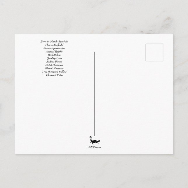 Födelsedagsymboler i mars Postkort Vykort (Baksida)