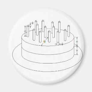 Födelsedagtårta - formulerad arkitektonisk stil magnet