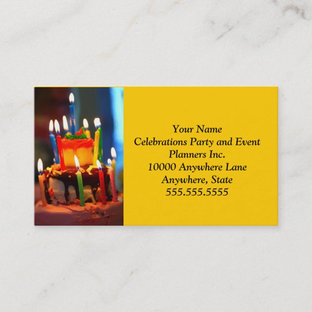 Födelsedagtårta med stearinljus visitkort (Framsida)